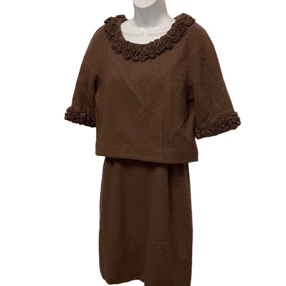 Vintage Cézanne Mocha Brown 2 Piece Dress Size Medium